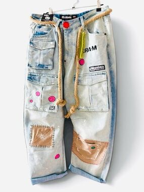 CRAM X Ecko high waist barrel jeans